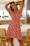 Floral Surplice Neck Flutter Sleeve Dress - Trendsi - Flyclothing LLC