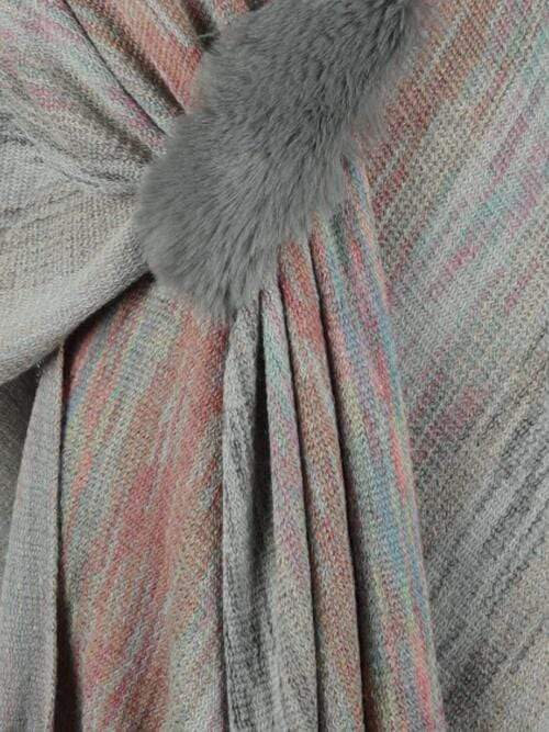 Heathered Fringe Hem Poncho - Trendsi - Flyclothing LLC