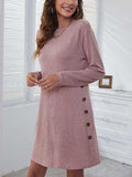 Round Neck Long Sleeve Mini Dress - Trendsi - Flyclothing LLC