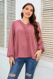 Plus Size Lace Trim V-Neck Balloon Sleeve Blouse - Trendsi - Flyclothing LLC