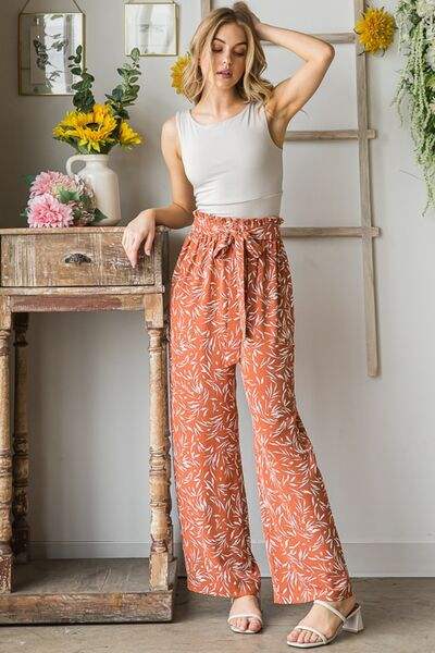 Heimish Full Size Printed Tied Straight Casual Pants - Trendsi - Flyclothing LLC