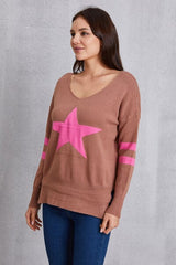 Star Scoop Neck Dropped Shoulder T-Shirt - Flyclothing LLC