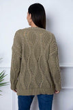 Round Neck Dropped Shoulder Sweater - Trendsi