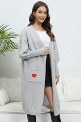 Lantern Sleeve Open Front Pocketed Cardigan - Trendsi - Flyclothing LLC