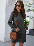 Round Neck Long Sleeve Mini Dress with Pockets - Trendsi - Flyclothing LLC