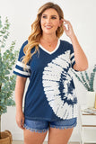 Plus Size Tie-Dye V-Neck Tee Shirt - Trendsi