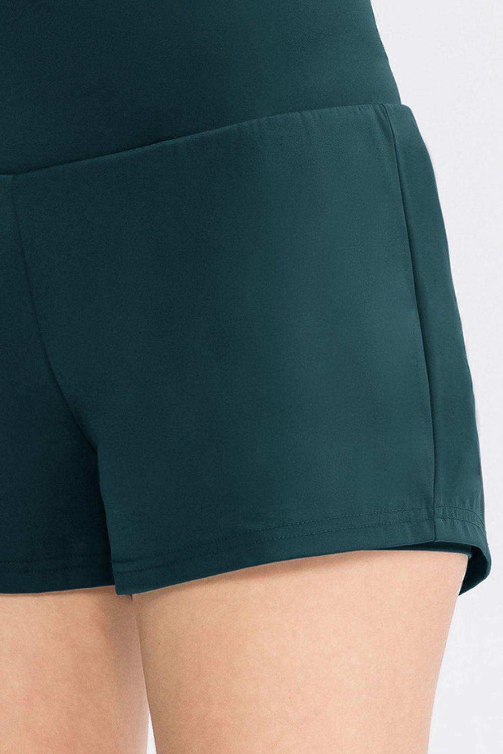 Wide Waistband Sports Shorts with Pockets - Trendsi - Flyclothing LLC