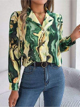 Printed Button Up Long Sleeve Shirt - Trendsi - Flyclothing LLC