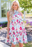 Floral Mock Neck Sleeveless Tiered Dress - Trendsi - Flyclothing LLC