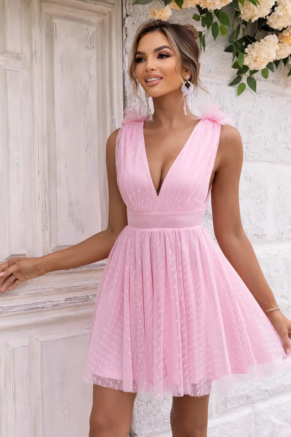 Open Back Sleeveless Mesh Dress - Trendsi - Flyclothing LLC