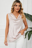 Ruched Cowl Neck Tank - Trendsi
