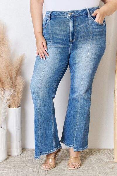 RISEN Full Size High Rise Ankle Flare Jeans - Trendsi - Flyclothing LLC