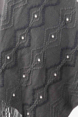 Pearl Trim V-Neck Fringe Hem Poncho - Trendsi - Flyclothing LLC
