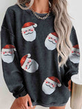Sequin Santa Patch Ribbed Sweatshirt - Trendsi - Flyclothing LLC