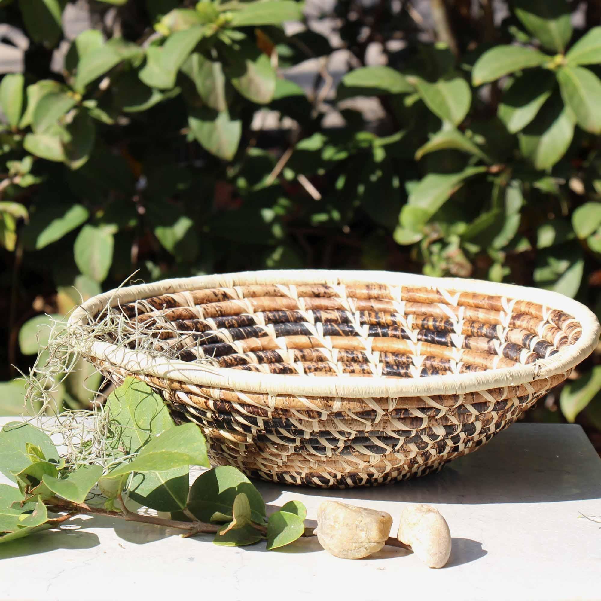 Woven Sisal Basket, Wheat Stalk Spirals In Natural - Flyclothing LLC