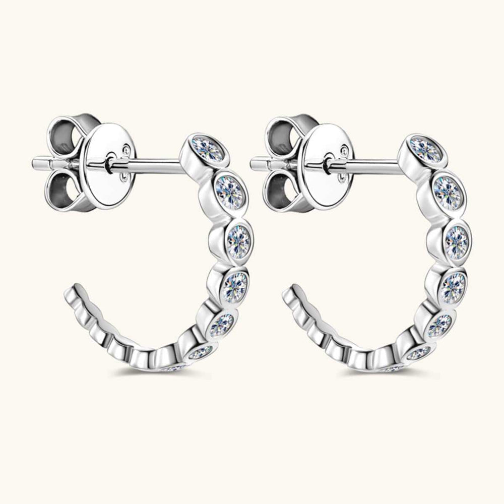 Inlaid Moissanite 925 Sterling Silver C-Hoop Earrings - Trendsi - Flyclothing LLC