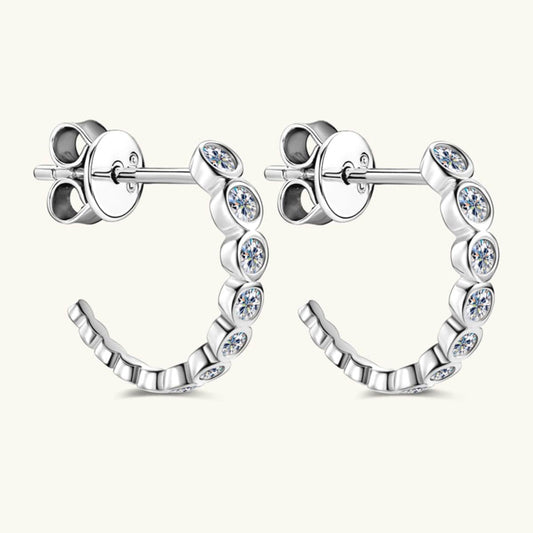 Inlaid Moissanite 925 Sterling Silver C-Hoop Earrings - Trendsi