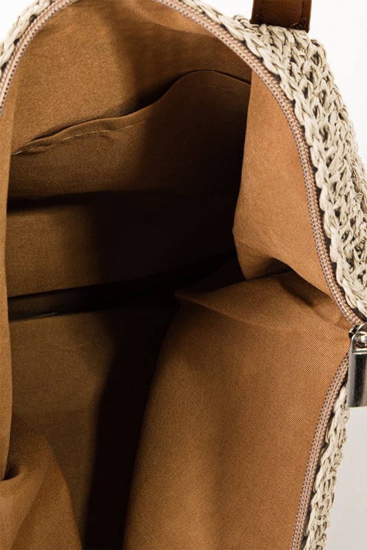 Fame Braided Faux Leather Strap Tote Bag - Trendsi