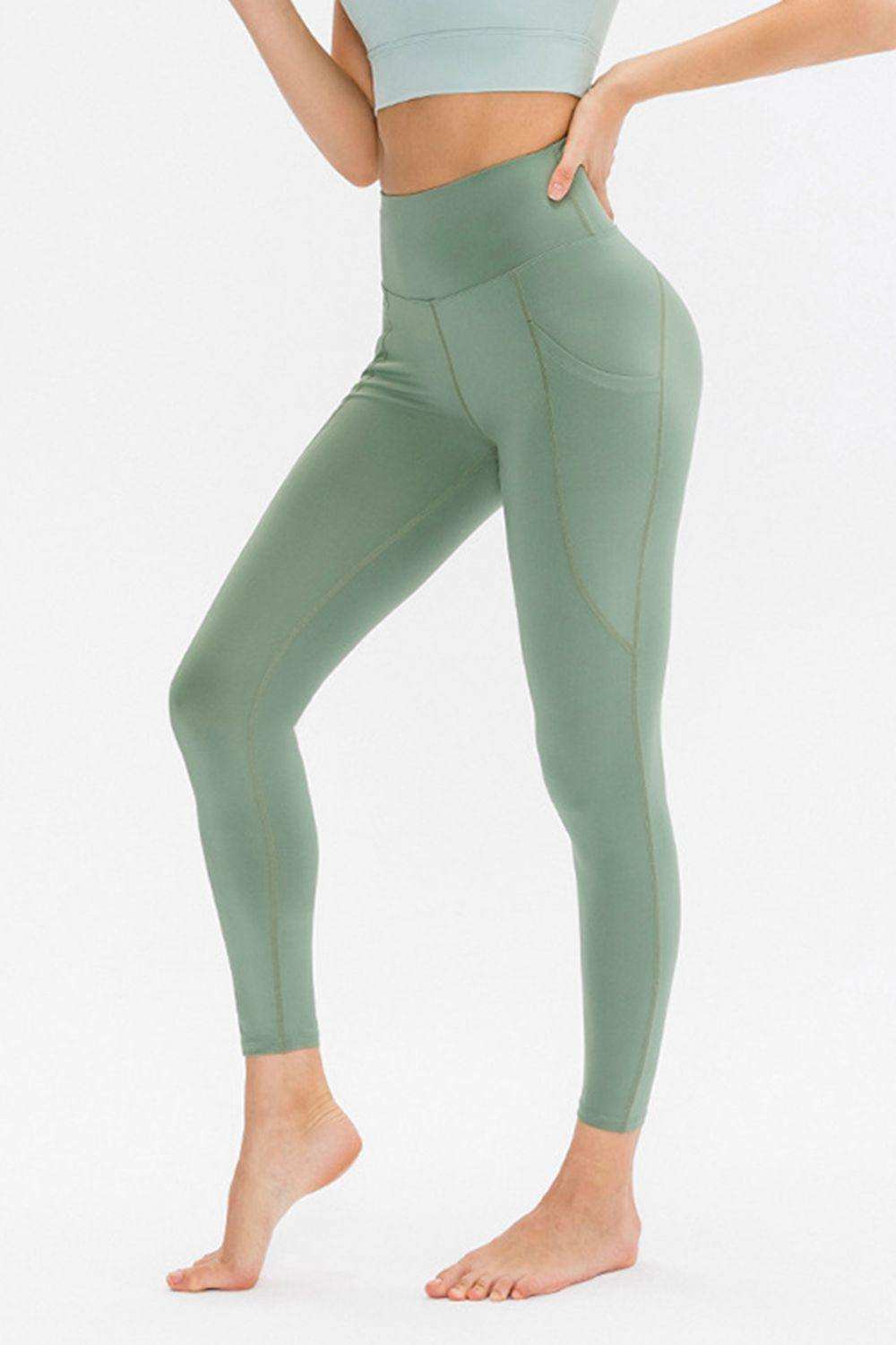Slim Fit Long Active Leggings with Pockets - Trendsi - Flyclothing LLC
