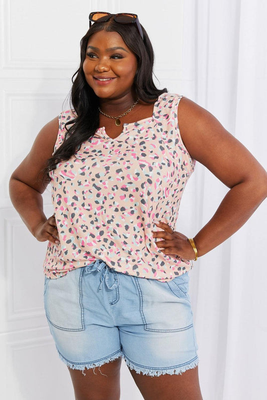 Heimish Full Size Surprise Party Printed Sleeveless Top - Trendsi