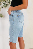 Distressed Pocketed Denim Shorts - Trendsi