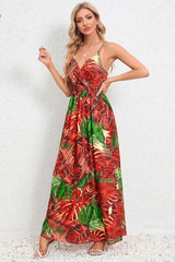 Printed Surplice Maxi Cami Dress - Trendsi
