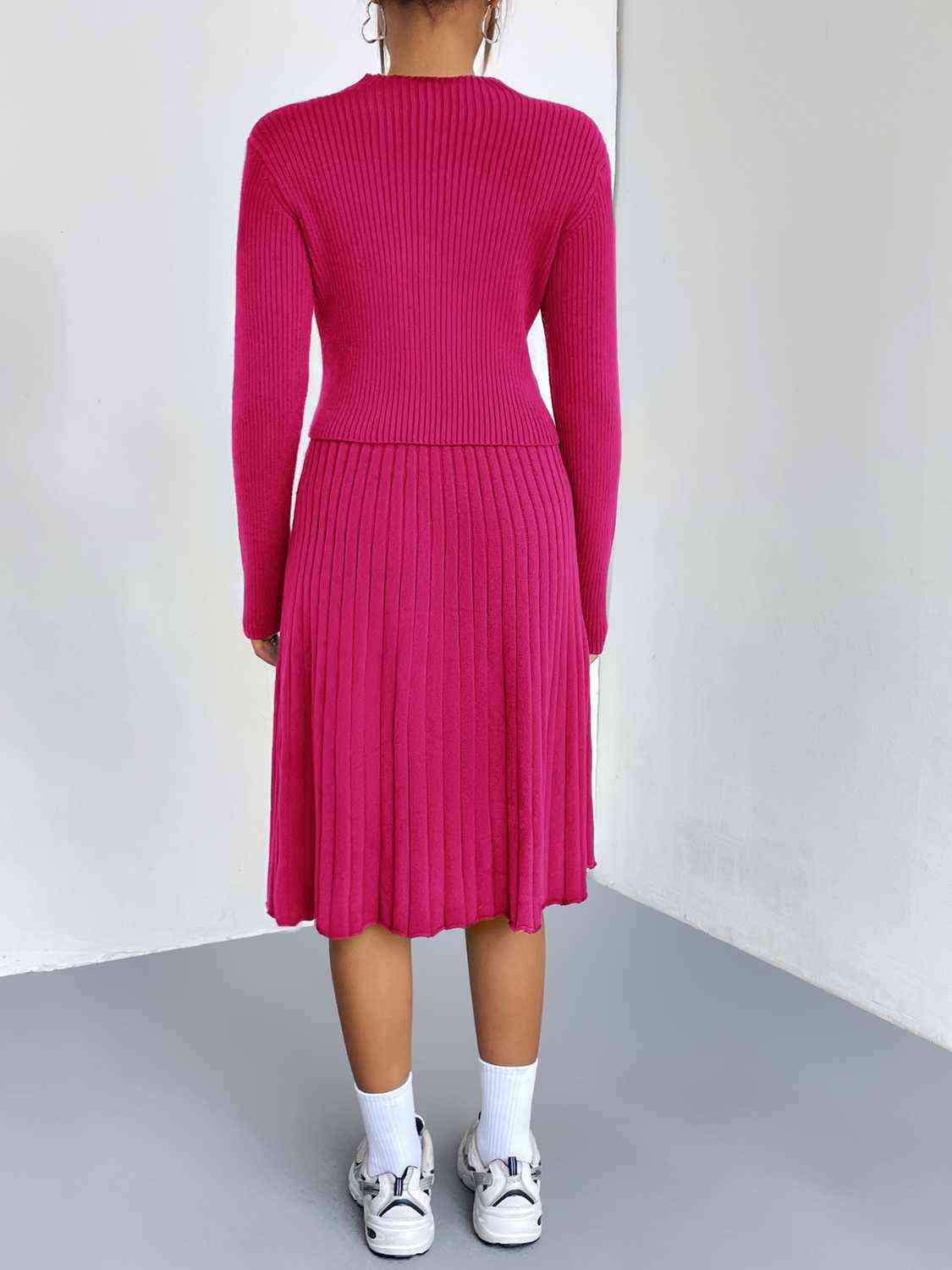 Rib-Knit Sweater and Skirt Set - Trendsi - Flyclothing LLC