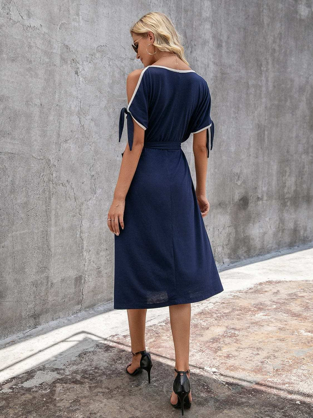 Round Neck Cold Shoulder Dress - Trendsi - Flyclothing LLC