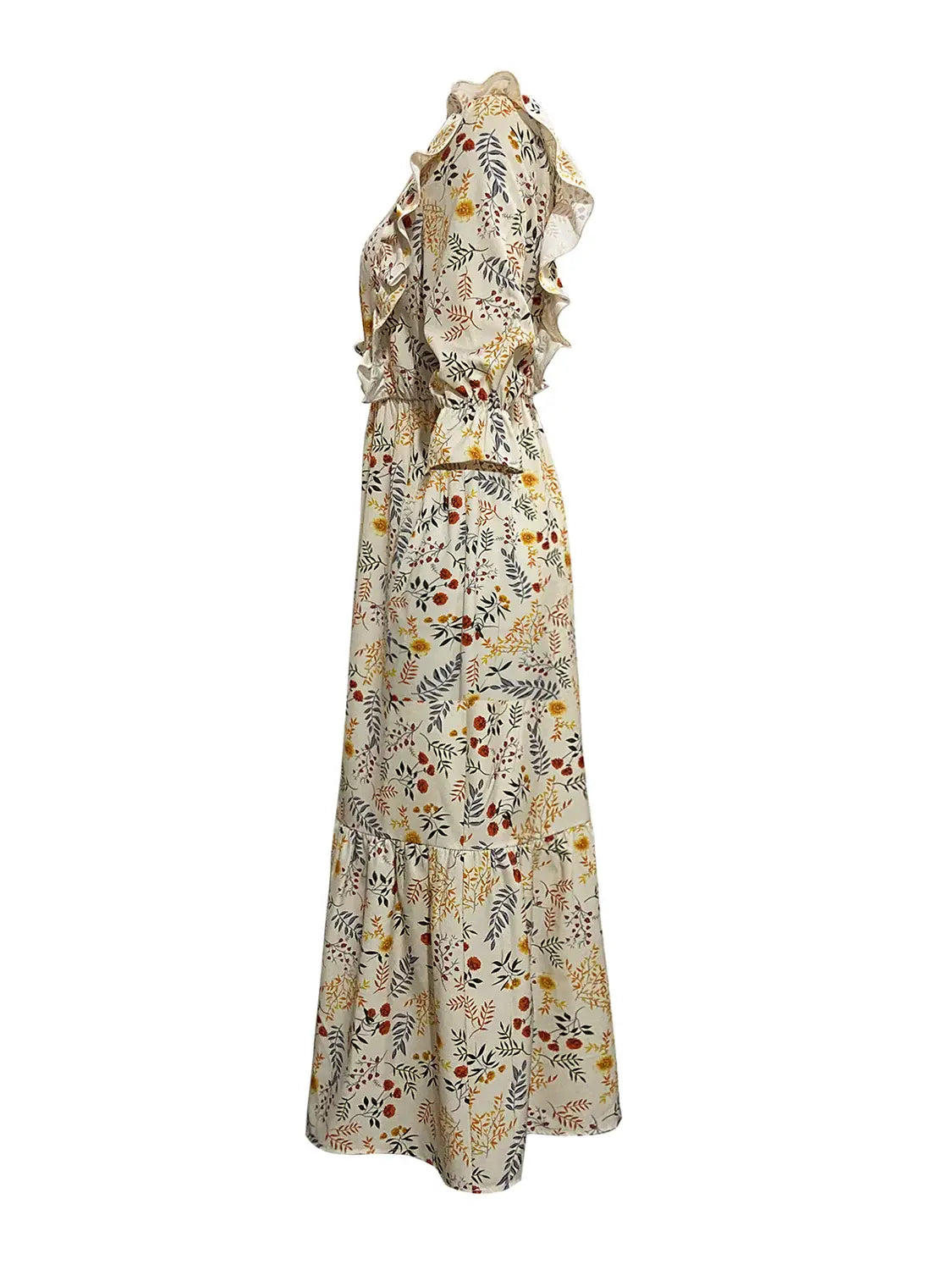 Floral Cutout Flounce Sleeve Dress - Trendsi - Flyclothing LLC