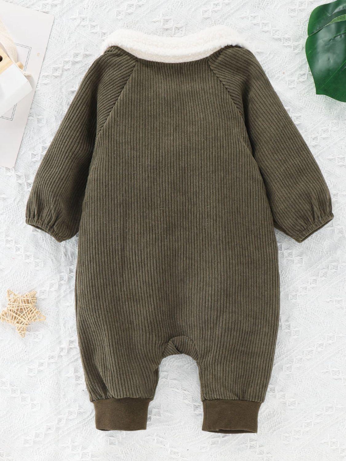 Baby Buttoned Collared Neck Corduroy Jumpsuit - Flyclothing LLC
