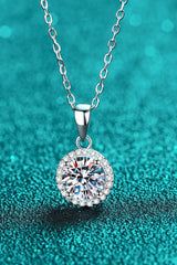 Chance to Charm 1 Carat Moissanite Round Pendant Chain Necklace - Trendsi