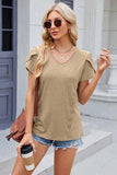 V-Neck Short Sleeve T-Shirt - Trendsi - Flyclothing LLC