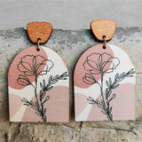 Geometrical Shape Wooden Drop Earrings - Trendsi