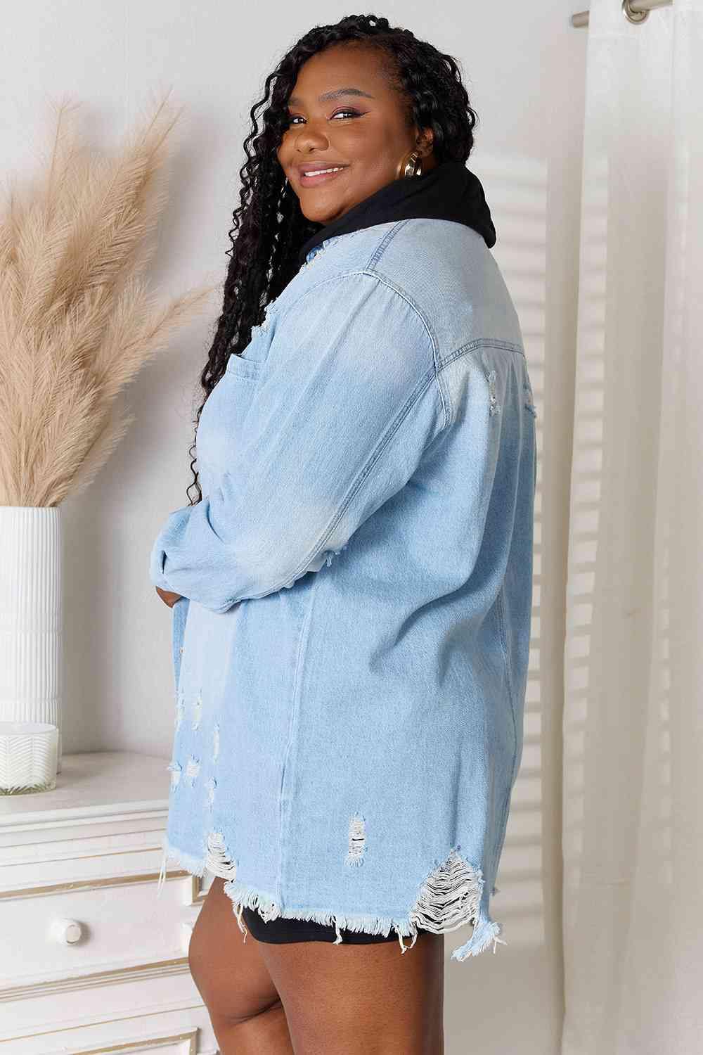 Raw hem sales denim jacket