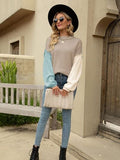 Color Block Dropped Shoulder Sweater - Trendsi