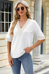 V-Neck Half Sleeve T-Shirt - Trendsi - Flyclothing LLC