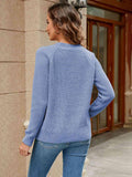 Round Neck Raglan Sleeve Sweater - Trendsi