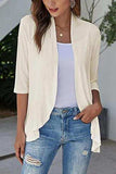 Open Front Three-Quarter Sleeve Cardigan - Trendsi - Flyclothing LLC