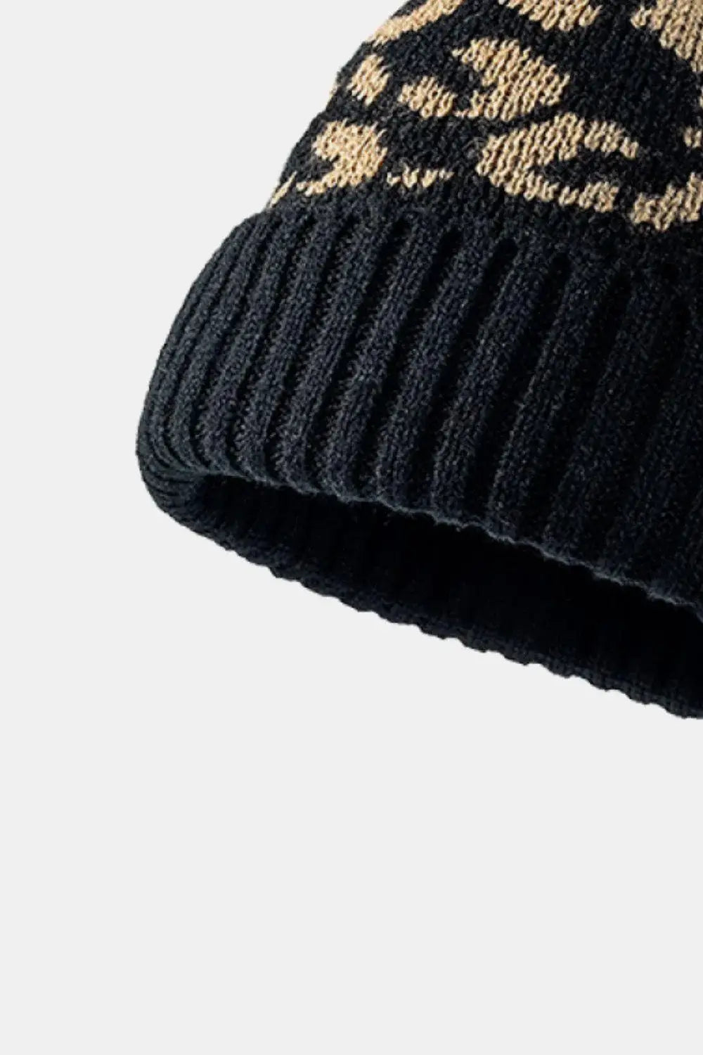 Leopard Pom-Pom Cuffed Beanie - Trendsi - Flyclothing LLC