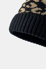 Leopard Pom-Pom Cuffed Beanie - Trendsi - Flyclothing LLC