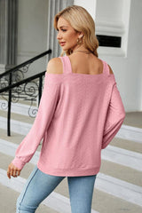 Cold Shoulder Square Neck Cutout Blouse - Trendsi