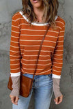 Striped Round Neck Long Sleeve T-Shirt - Trendsi - Flyclothing LLC