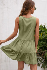 Tassel Tie Lace Trim Sleeveless Dress - Trendsi - Flyclothing LLC