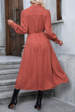 Button Down Notched Neck Dress - Trendsi