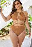 Plus Size Cutout Tied Backless Bikini Set - Trendsi