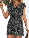 Animal Print Belted Romper - Trendsi
