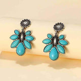 Artificial Turquoise Flower Earrings - Trendsi - Flyclothing LLC
