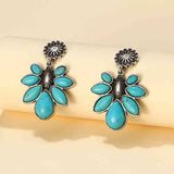 Artificial Turquoise Flower Earrings - Trendsi - Flyclothing LLC