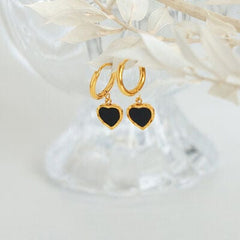 18K Gold-Plated Heart Drop Earrings - Trendsi