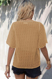 Swiss Dot Lace Trim Flutter Sleeve V-Neck Blouse - Trendsi - Flyclothing LLC